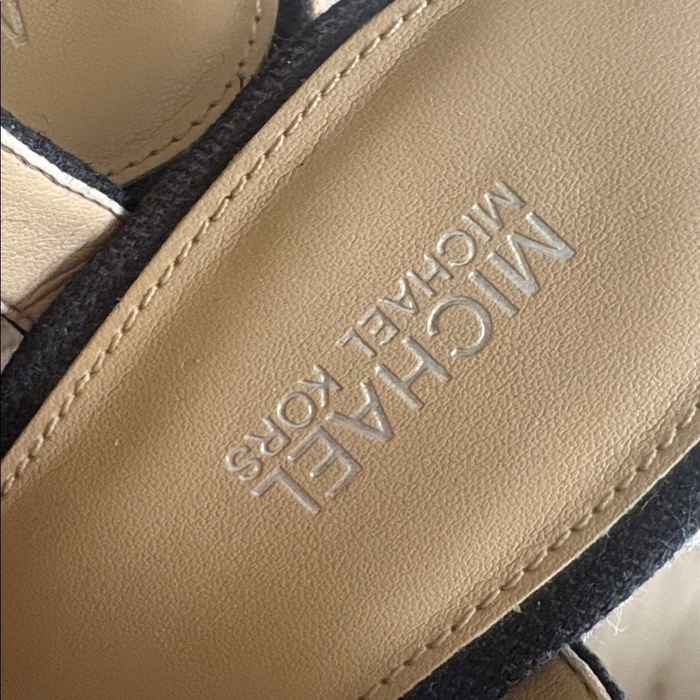 Michael Kors Black and Tan Wedge Sandals - Picture 8 of 9